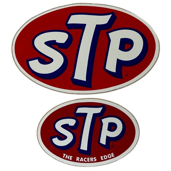 Vintage Lot of 2 STP Oil Stickers 60s 70s Auto Racing Motorsports Indy 500 6" - Picture 1 of 4
